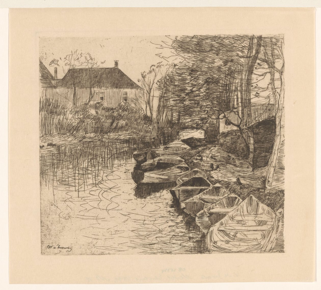 Vaart met roeiboten door Willem de Zwart