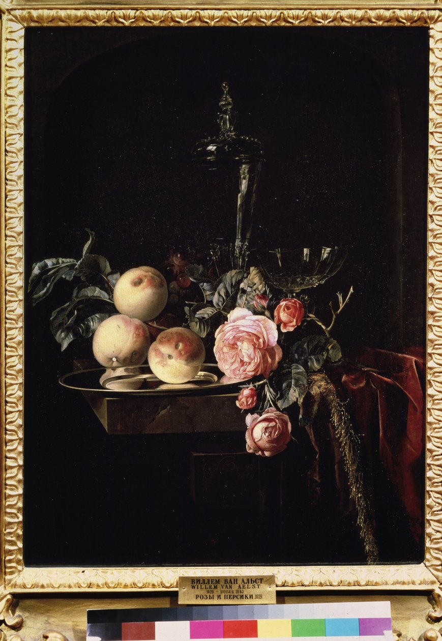 Rozen en perziken door Willem van Aelst