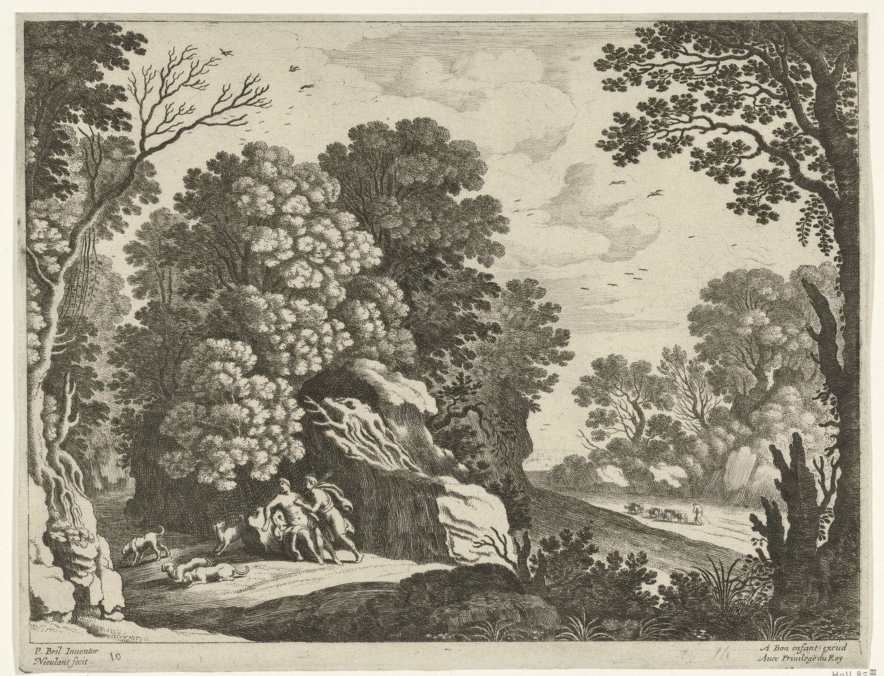Cephalus en Procris Italiaanse landschappen (serie) door Willem van Nieulandt (II)