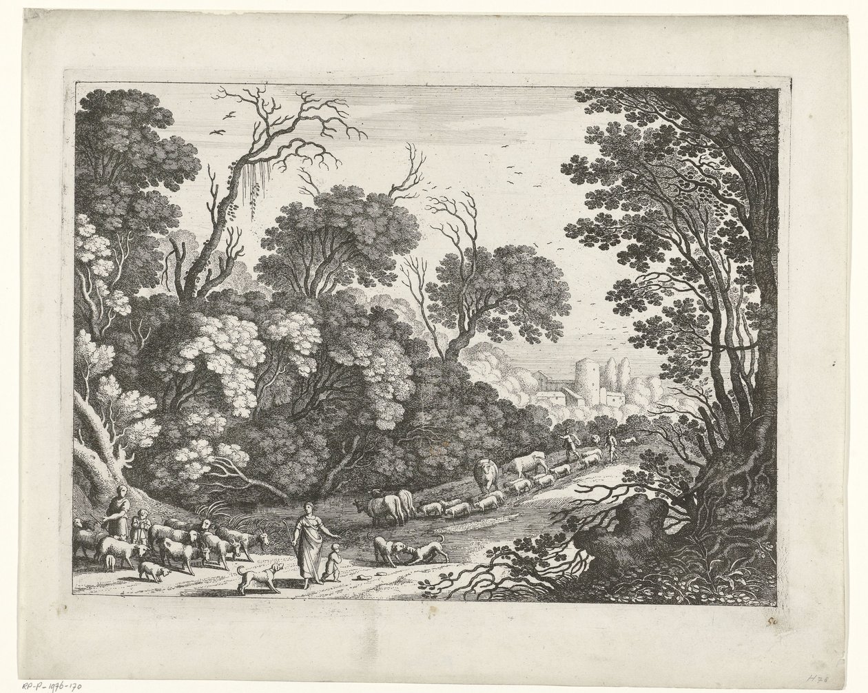 Herders met de kudde door Willem van Nieulandt (II)