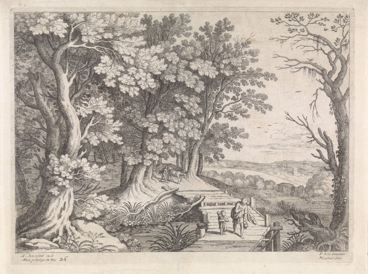 Landschap met Abraham en Isaak door Willem van Nieulandt (II)