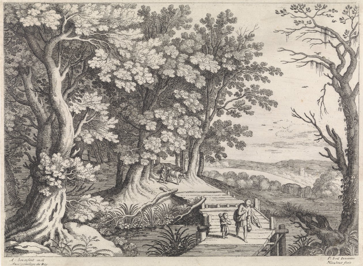 Landschap met Abraham en Isaak door Willem van Nieulandt (II)