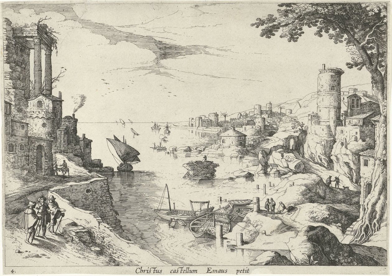 Landschap met de Emmaüsgangers door Willem van Nieulandt (II)