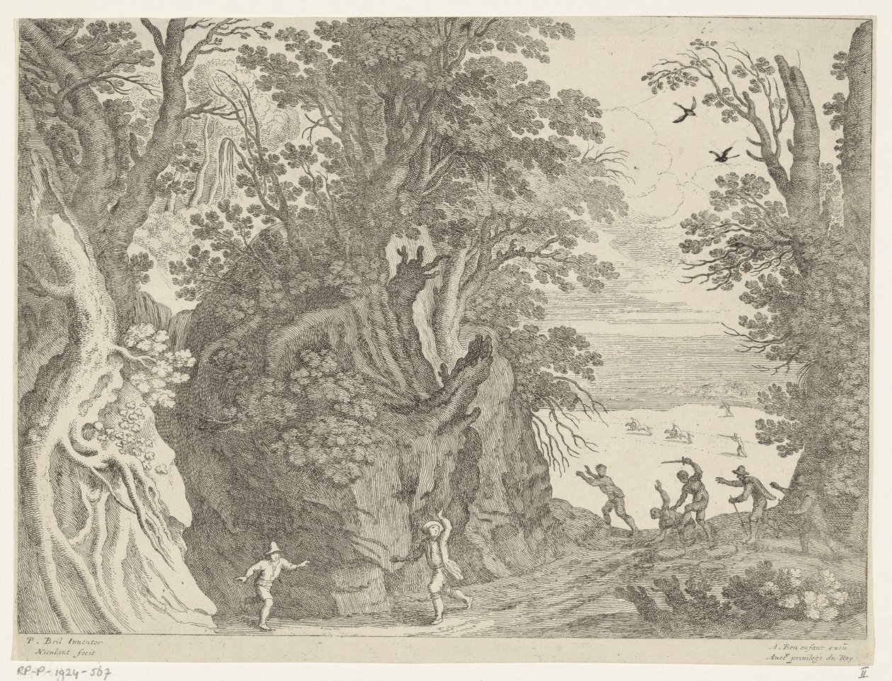 Landschap met een gewapende overval door Willem van Nieulandt (II)