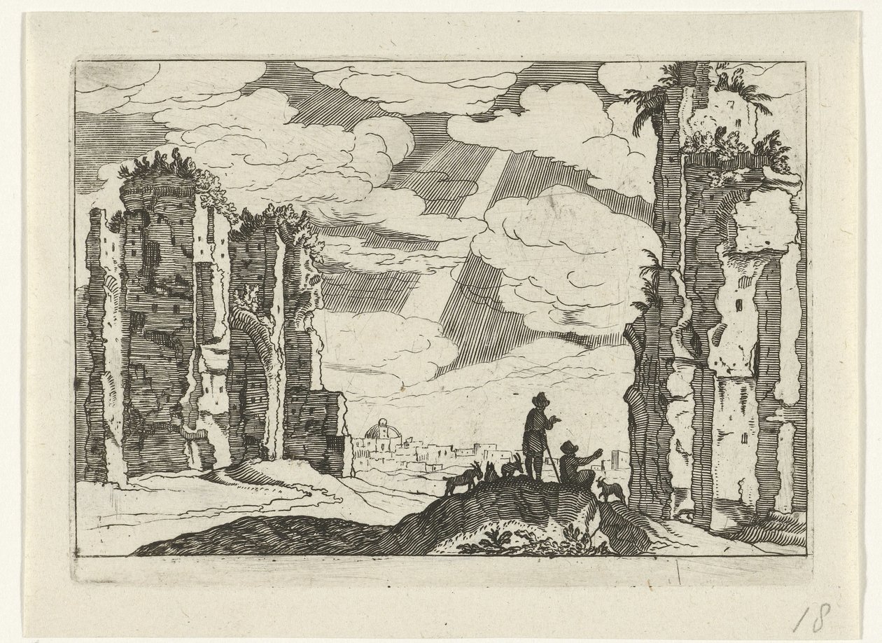 Ruïne van de thermen van Caracalla door Willem van Nieulandt (II)
