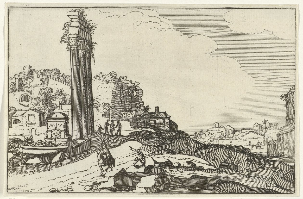Tempel van Castor en Pollux door Willem van Nieulandt (II)