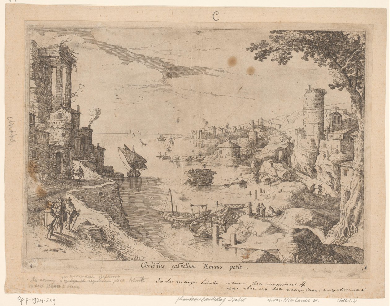 Landschap met de Emmaüsgangers door Willem van Nieulandt
