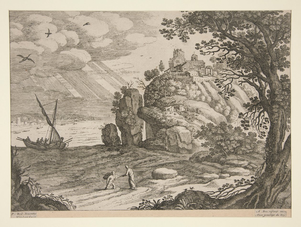Italiaanse landschappen; een van 30 platen door Willem van Nieulandt II