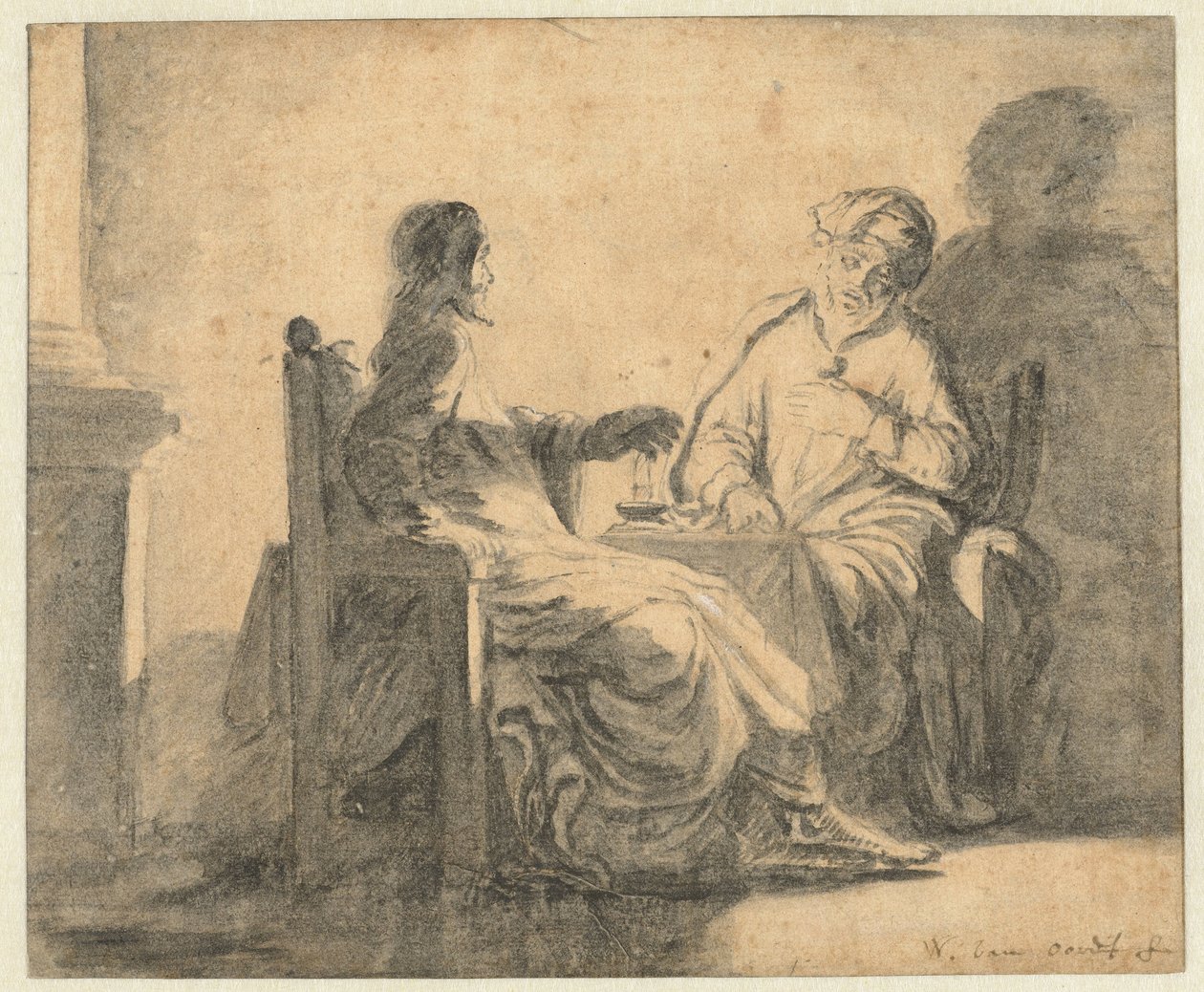 Christus en Nicodemus door Willem van Oordt