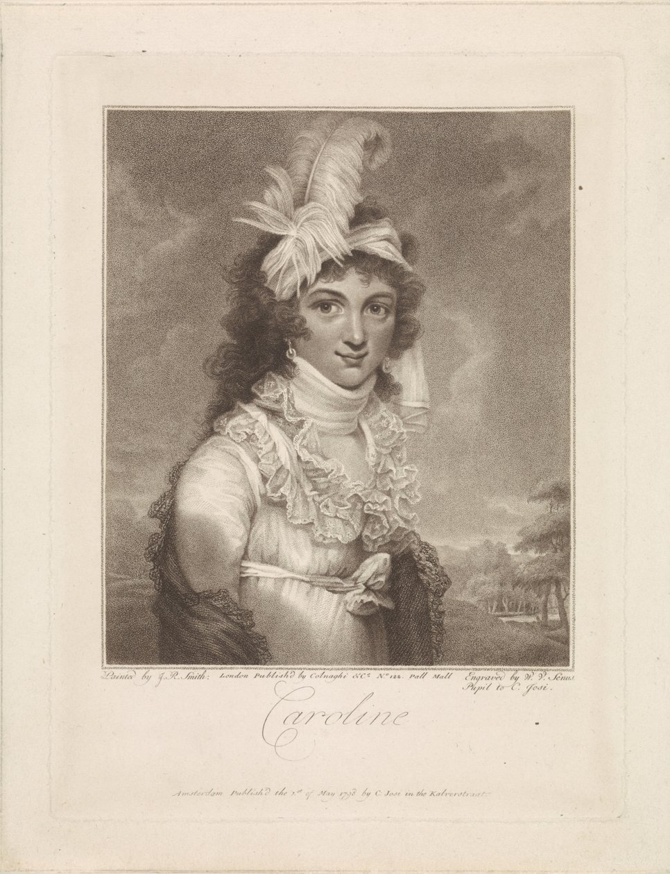 Portret van Caroline Amalia Elisabeth van Brunswijk-Wolfenbüttel door Willem van Senus
