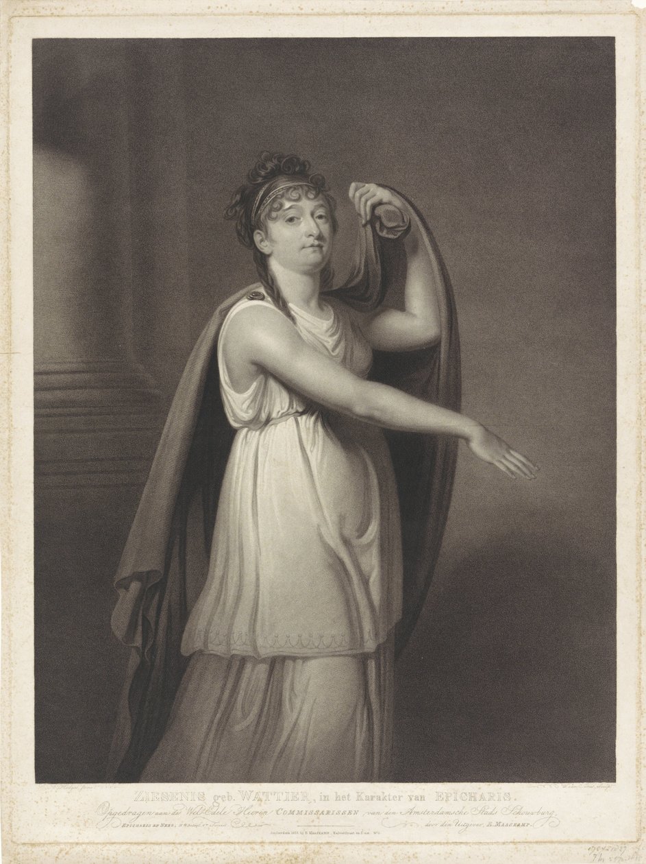 Portret van Johanna Cornelia Ziesenis-Wattier (title on object) door Willem van Senus
