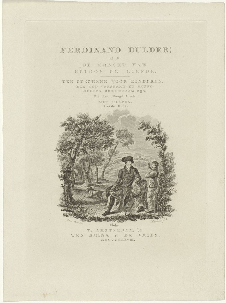 Zittende reiziger en een jongen in een landschap door Willem van Senus