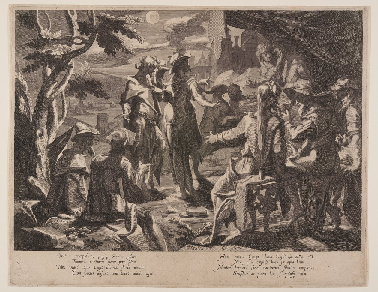 Areopagitische Rechters van Athene, plaat 8 uit Tronen van Gerechtigheid (Thronus Iustitiae) door Willem van Swanenburgh
