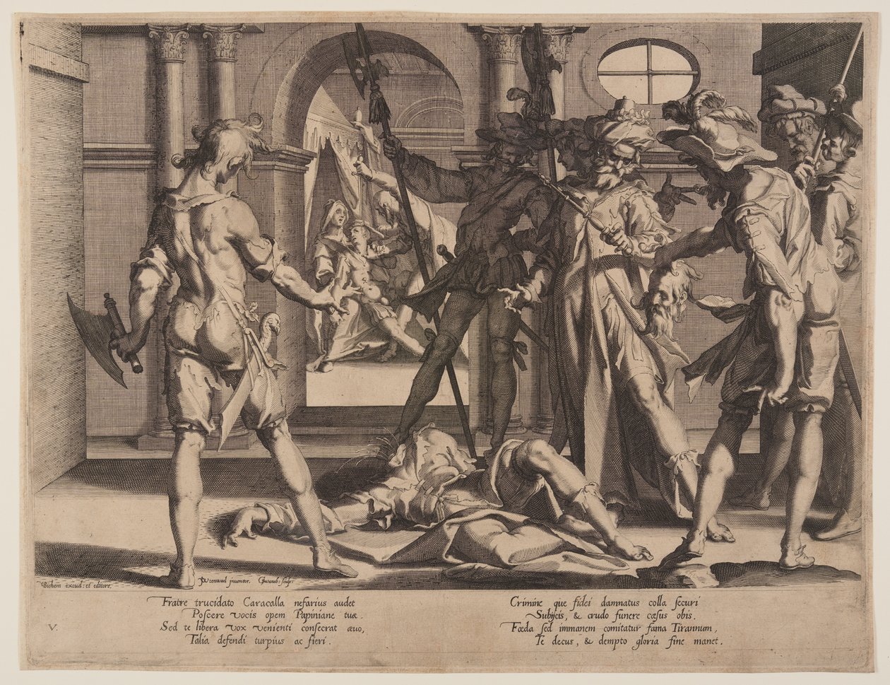 Onthoofding van de Romeinse rechter Papinianus, plaat 5 uit Thrones of Justice (Thronus Iustitiae) door Willem van Swanenburgh
