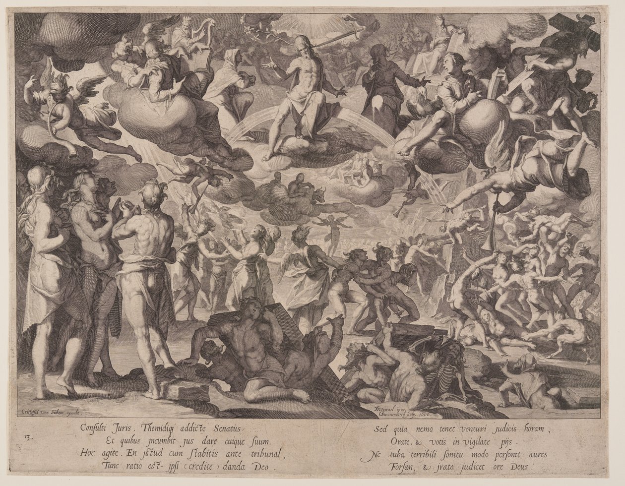 Laatste Oordeel, plaat 13 uit Tronen van Gerechtigheid (Thronus Iustitiae) door Willem van Swanenburgh