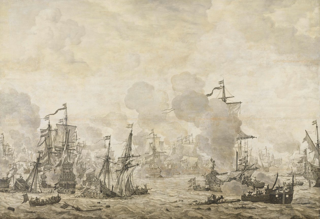 Episode uit de slag tussen de Nederlandse en Zweedse vloten in de Sont, 8 november 1658 door Willem van de Velde (I)