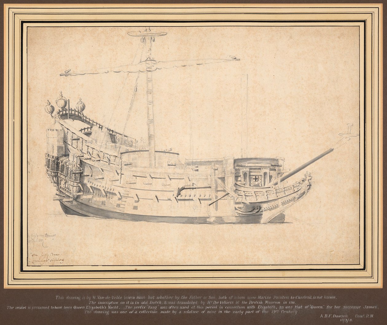 Een Engels schip (De Leeuw) c.1648 door Willem van de Velde the Elder