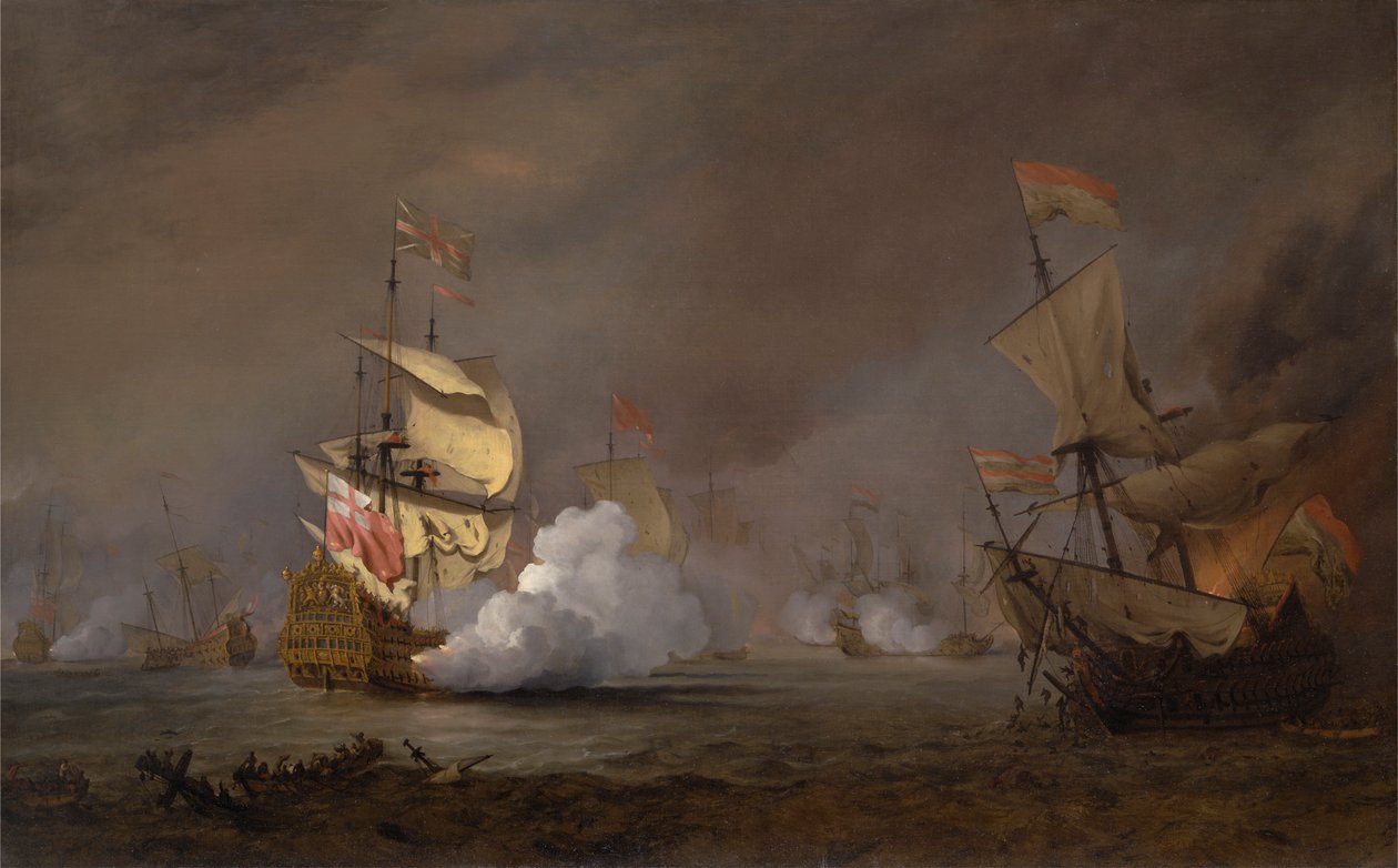 Zeeslag van de Engels-Nederlandse oorlogen door Willem van de Velde the Younger