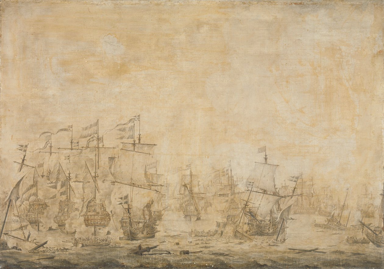 Slag tussen de Nederlandse en Zweedse vloot door Willem van de the Elder Velde