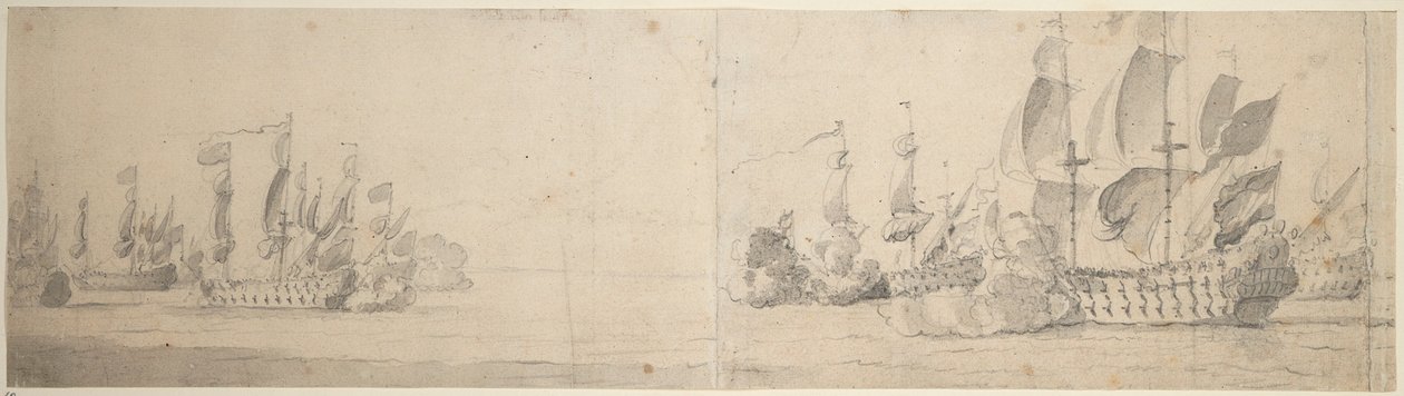 Strand en de actie van van Ghent door Willem van de the Elder Velde