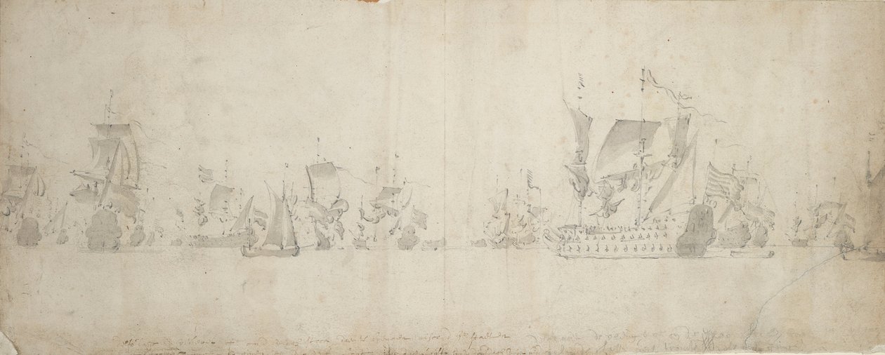 Nederlandse vloot na de krijgsraad, 8-18 augustus 1665 door Willem van de the Elder Velde