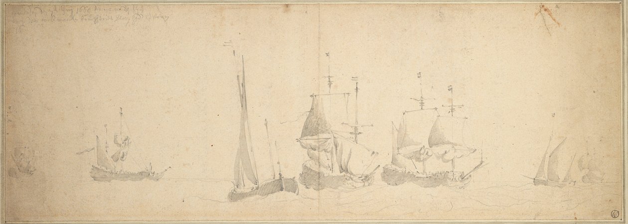 Nederlandse schepen op zee, 28 mei-7 juni 1665 door Willem van de the Elder Velde