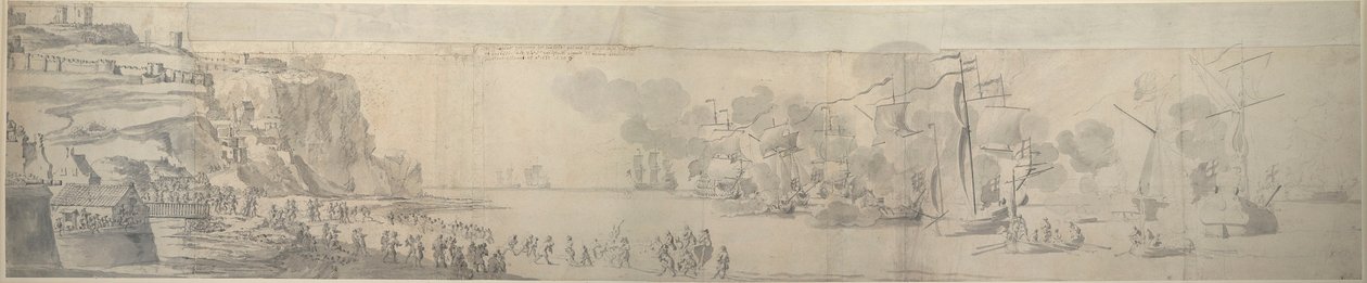 Maria van Modena landt in Dover, 21 november-1 december 1673, ca. 1673 door Willem van de the Elder Velde