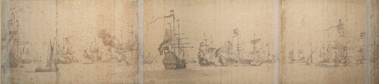 De Nederlandse vloot voor de kust van Holland november 1664 door Willem van de the Elder Velde
