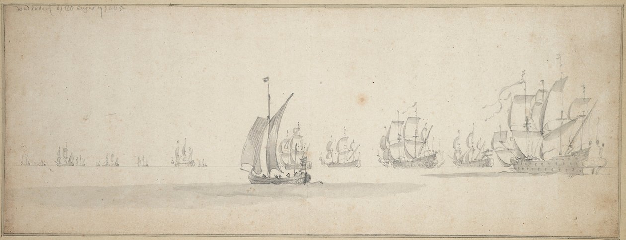 De Nederlandse vloot op weg naar de Schotse kust door Willem van de the Elder Velde