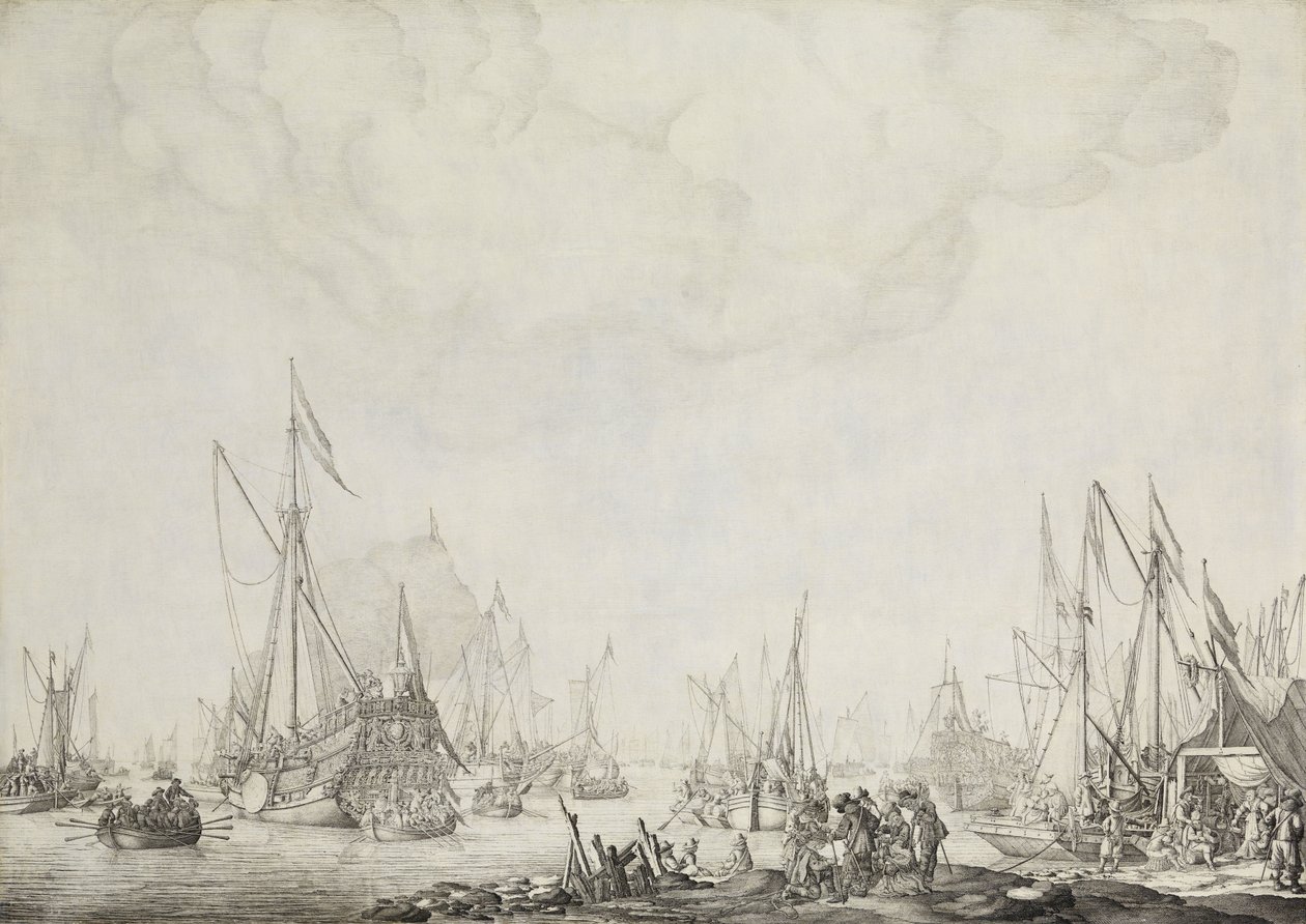 De Koninklijke en Staatsjachten door Willem van de the Elder Velde