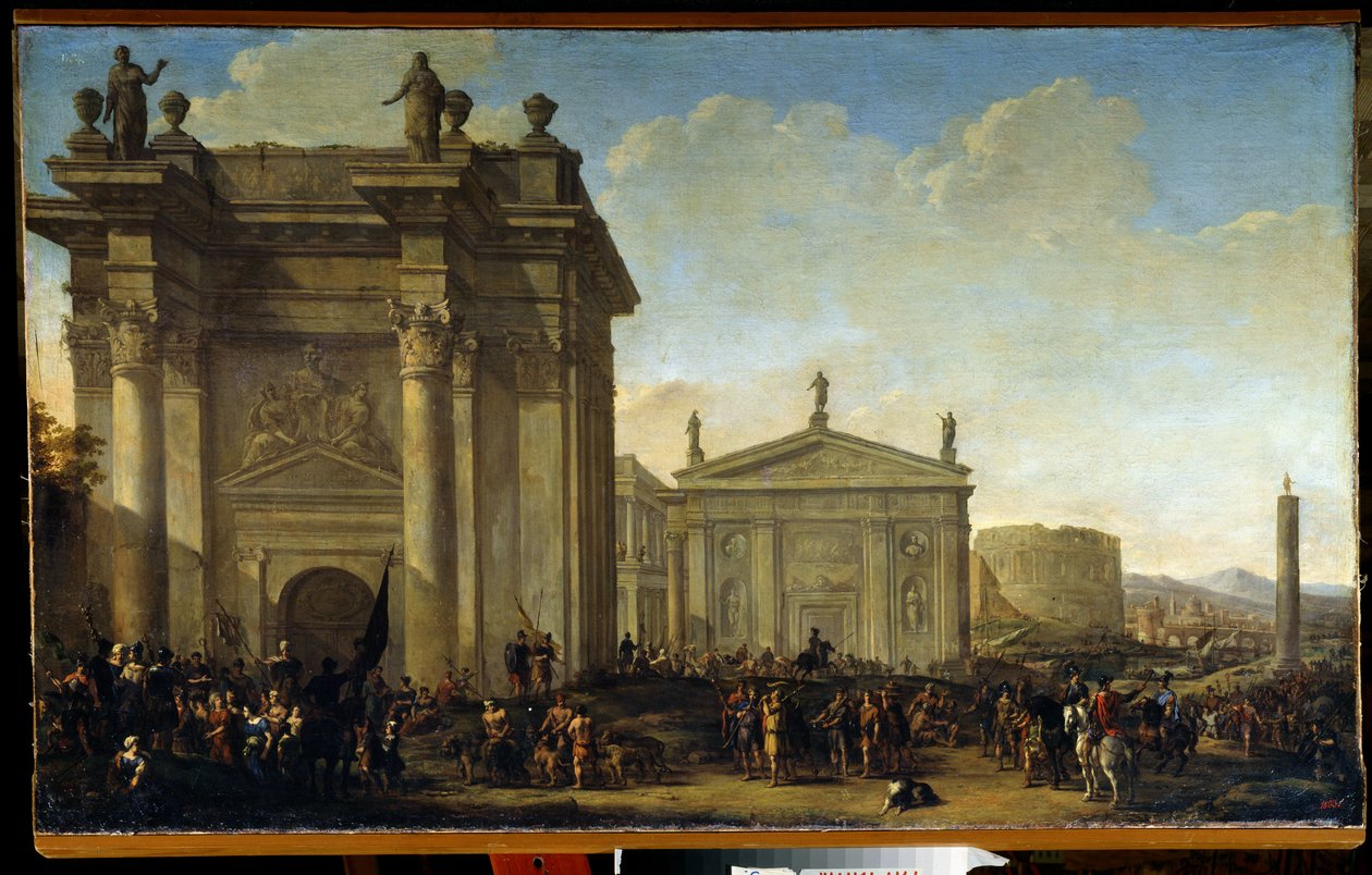 Een triomfantelijke processie door Willem van de Velde the Younger