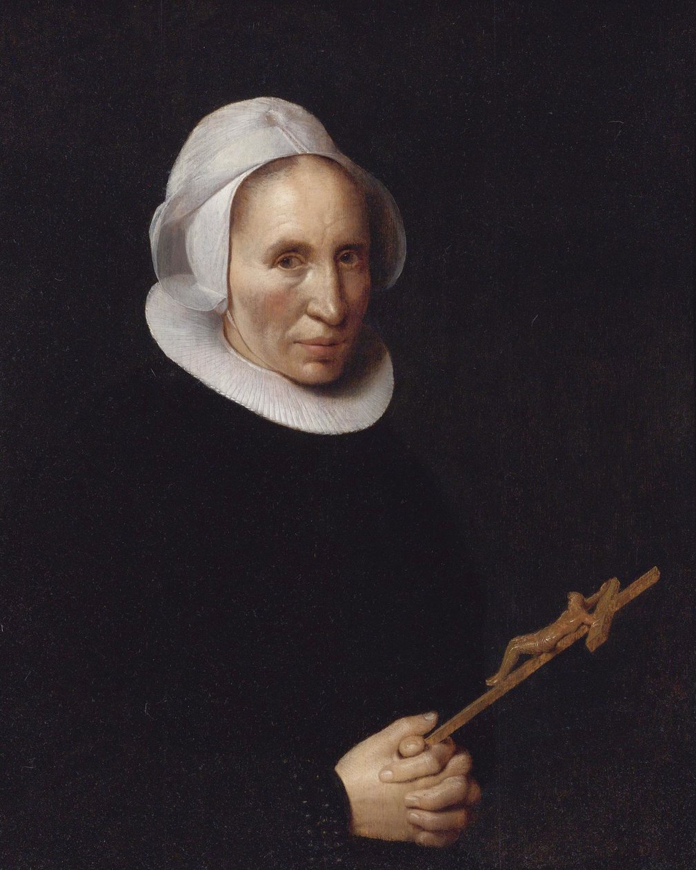 Een dame met een kruisbeeld door Willem van der Vliet