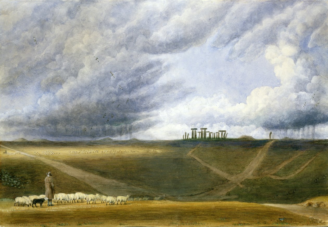 Schapen Grazen bij Stonehenge door Joseph Mallord William Turner