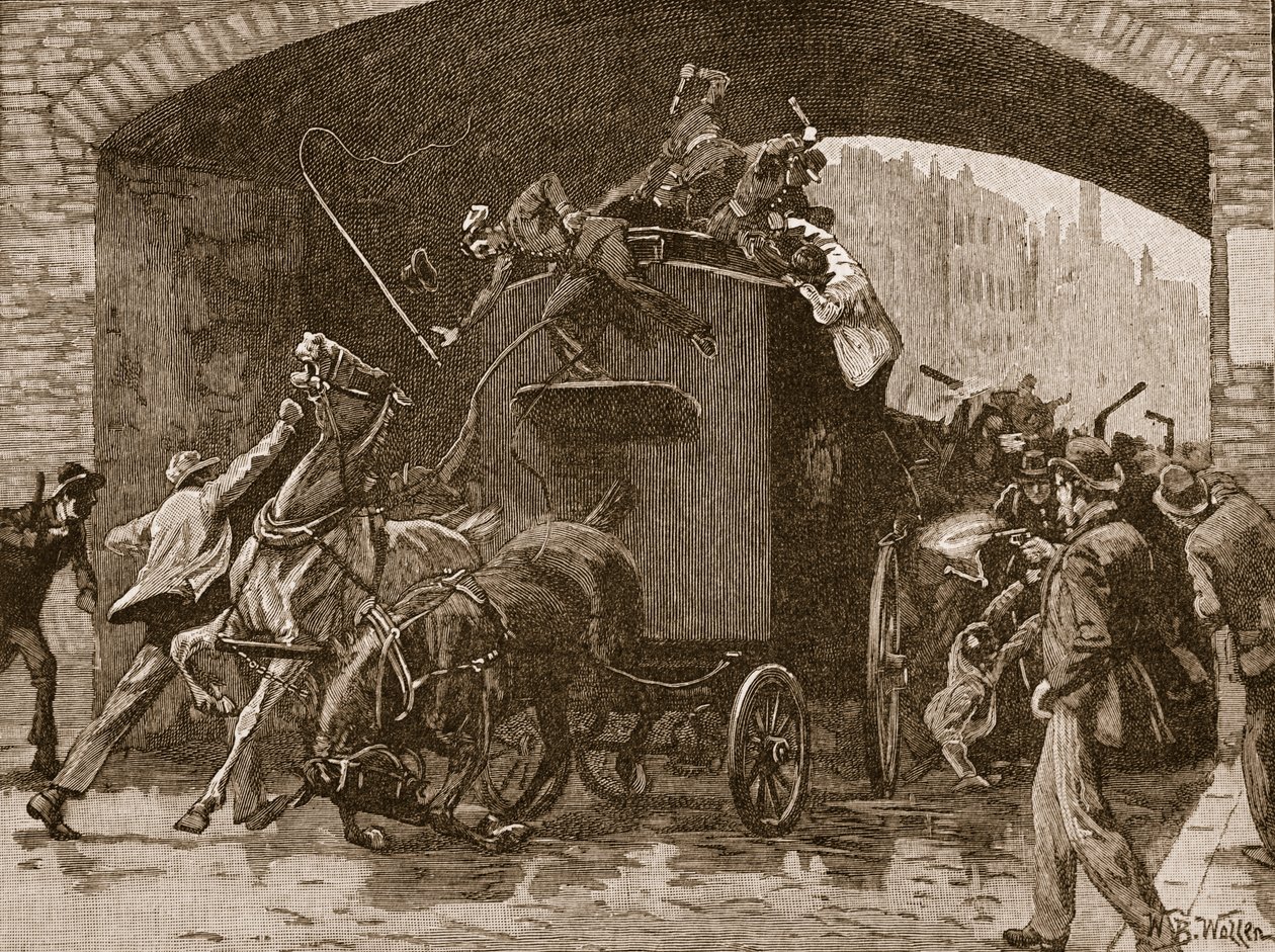 Fenian aanval op de politiewagen in Manchester, 1867, illustratie uit 