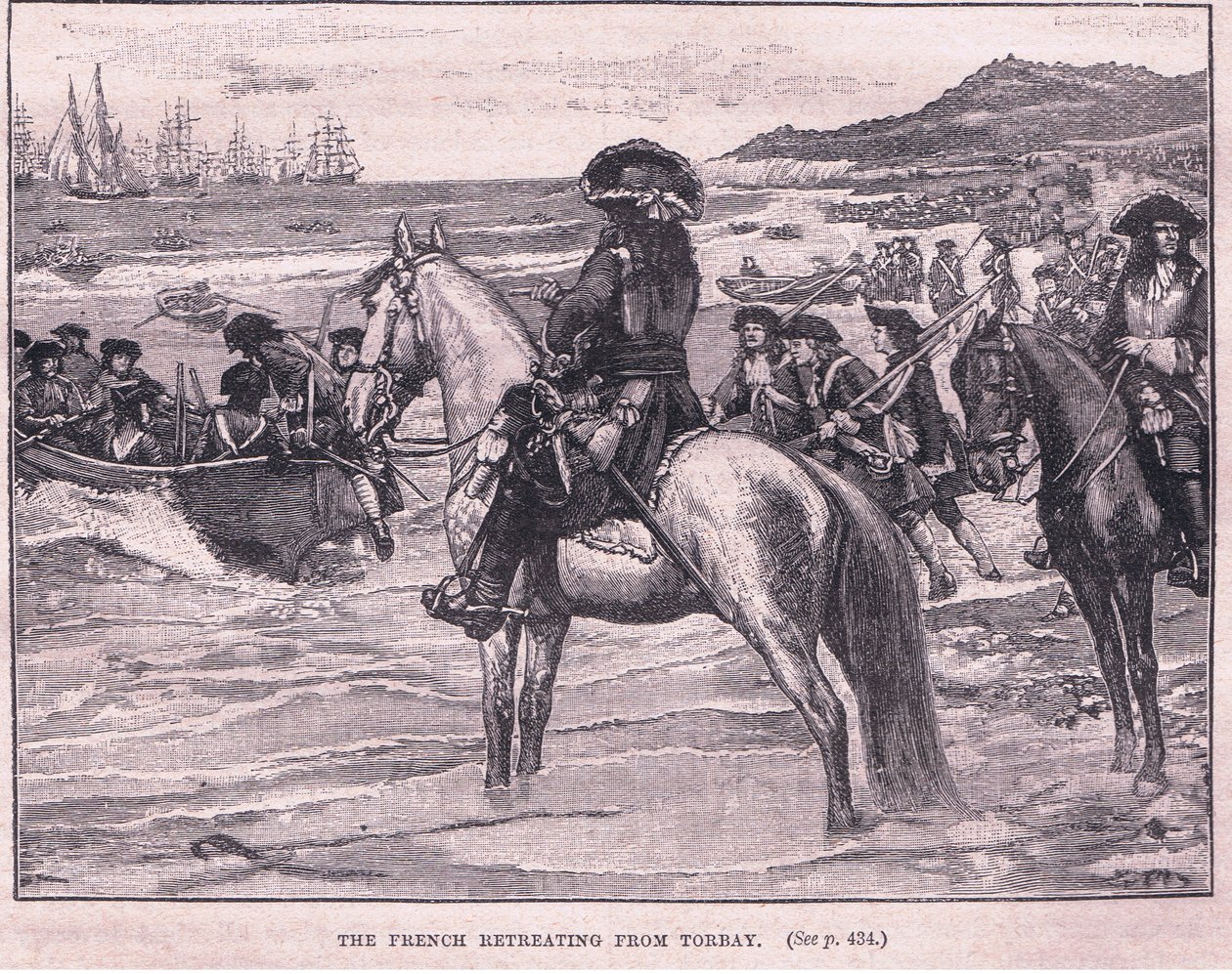 De Fransen trekken zich terug uit Torbay AD 1690 door William Barnes Wollen