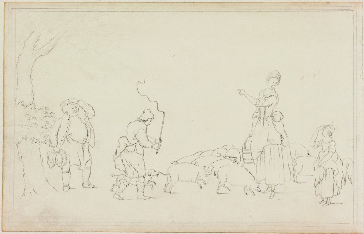 Scène met varkensdrijver door William Beilby
