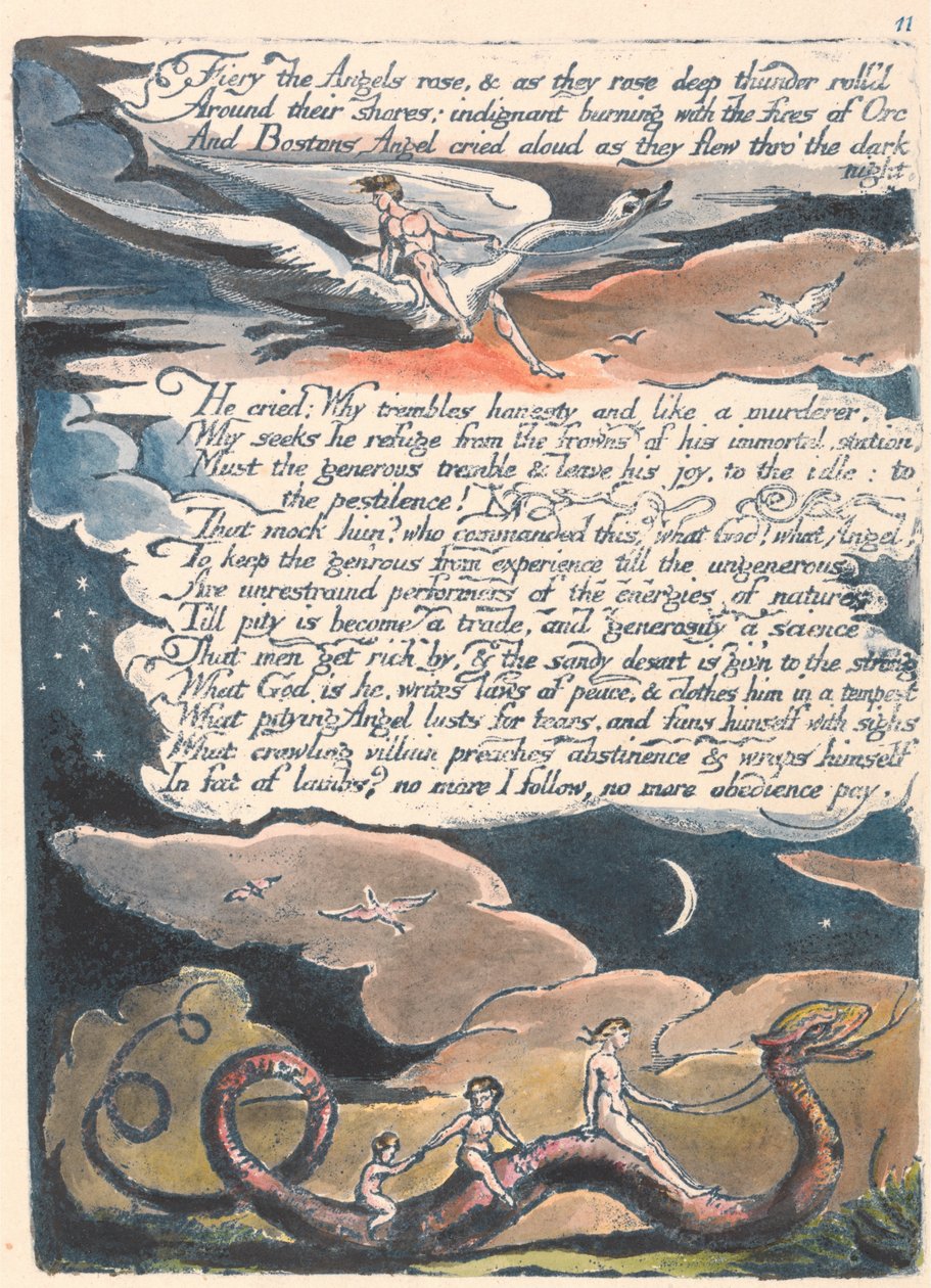 Amerika. Een Profetie, Plaat 13, Vurig Stonden de Engelen Op... door William Blake