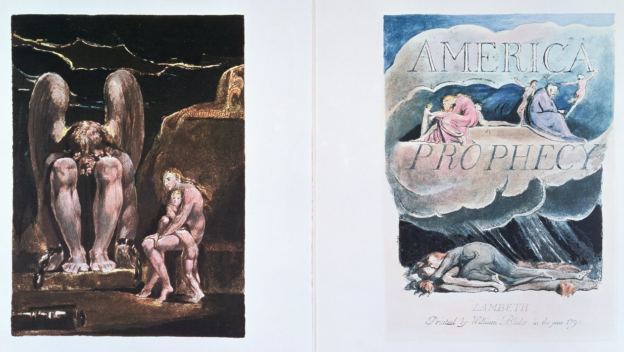 America a Prophecy: frontispice en titelpagina die Orc, de belichaming van Energie, uitbeelden, 1793 door William Blake