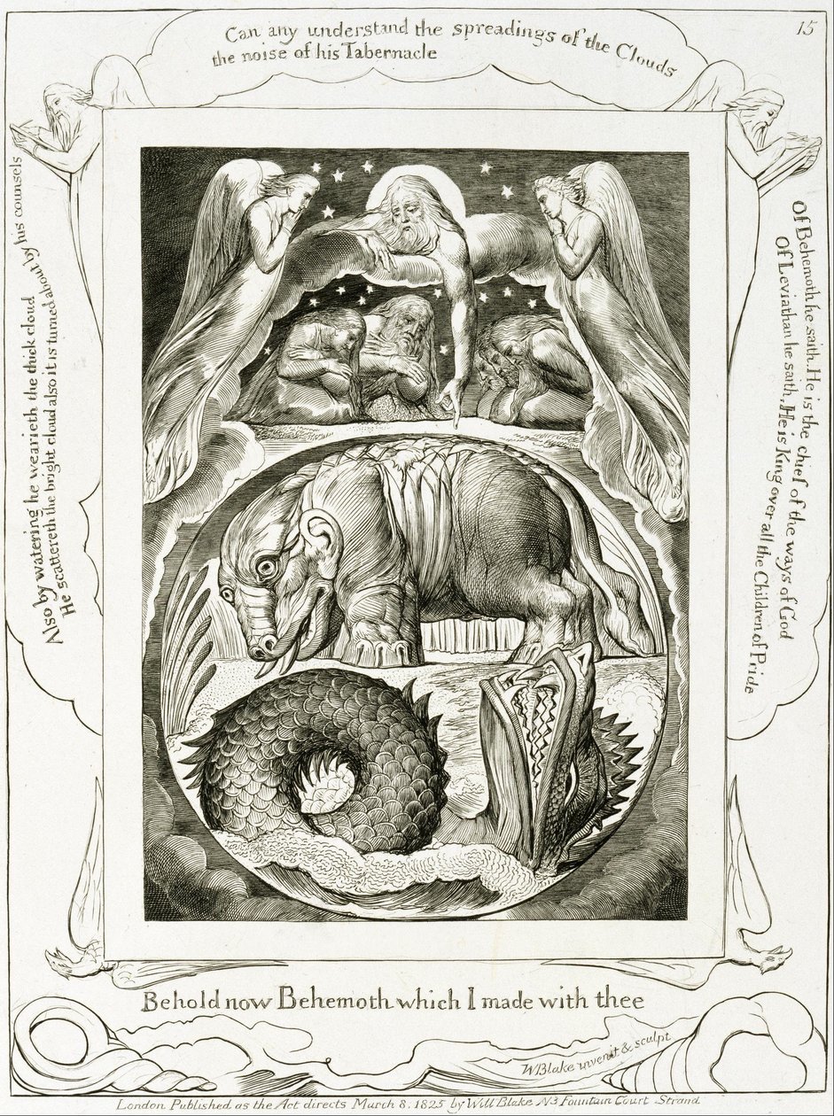Behemoth en Leviathan door William Blake