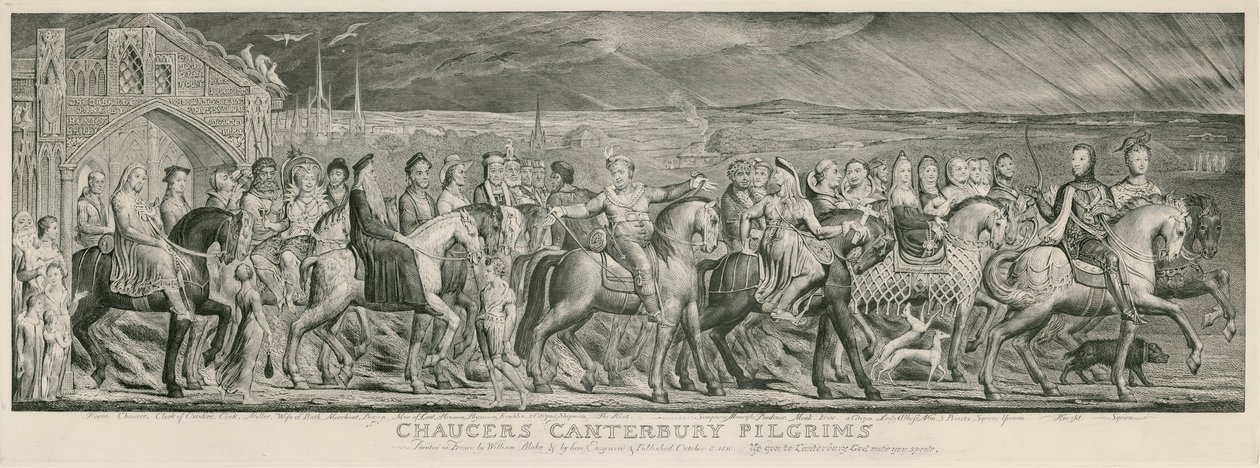 Blake Canterbury Pilgrims gravure door William Blake