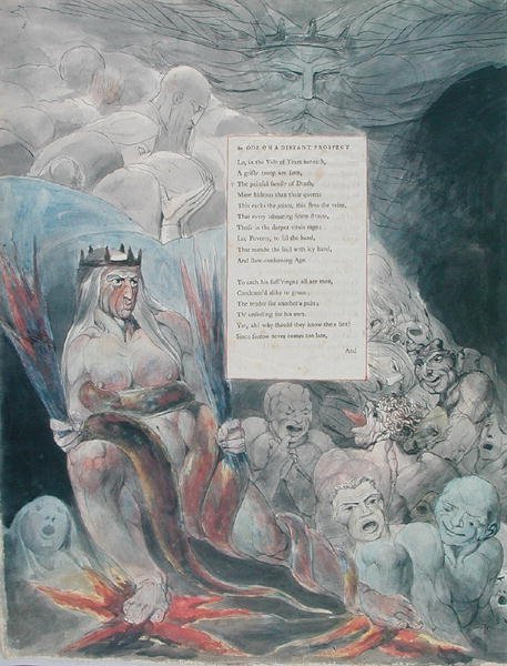 Ontwerp 20 voor Ode on a Distant Prospect of Eton College uit The Poems of Thomas Gray, gepubliceerd 177-98 door William Blake