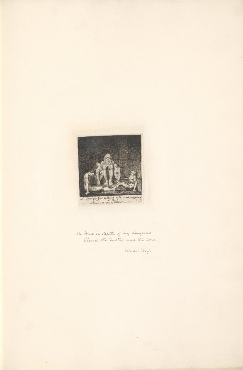 Voor de Geslachten- De Poorten van het Paradijs, Plaat 14, Neemt uw God O Priester zulke wraak door William Blake