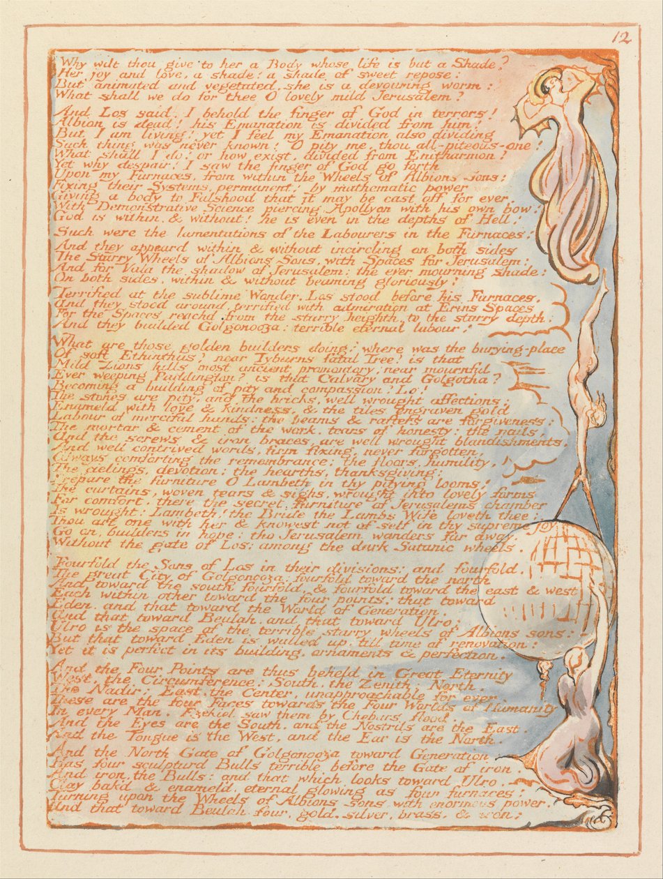Jeruzalem, Plaat 12, Waarom wil je haar geven... door William Blake