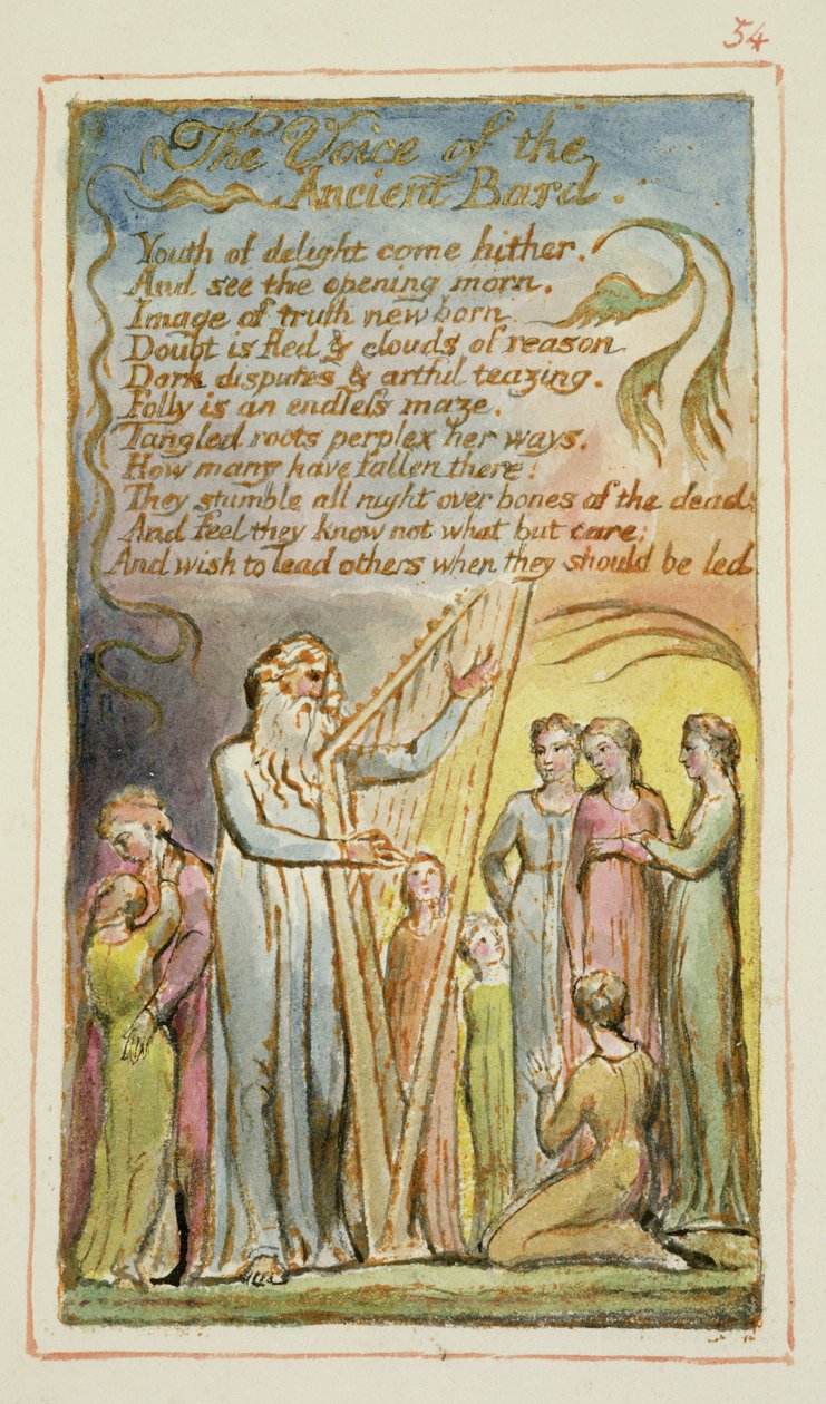 De stem van de oude bard: plaat 54 uit Songs of Innocence and of Experience (kopie AA) ca. 1815-26 door William Blake