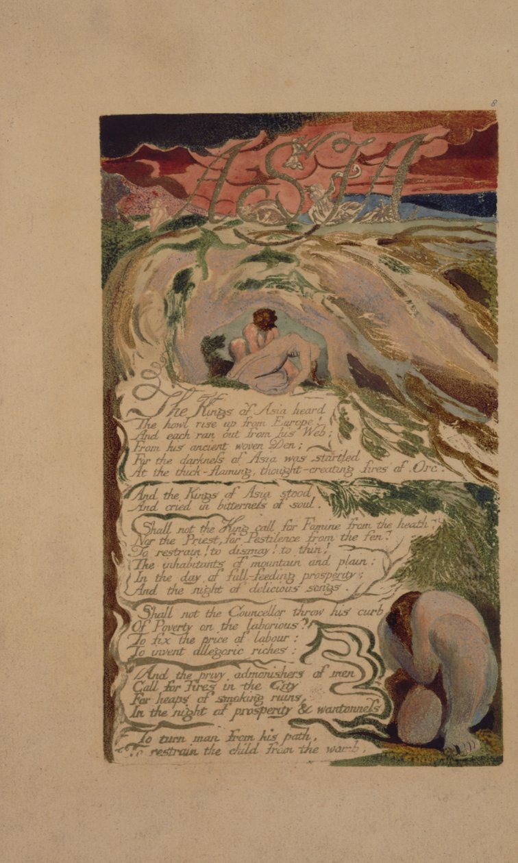 Plaat 6 uit The Song of Los, kopie B, in de collectie van de Library of Congress door William Blake