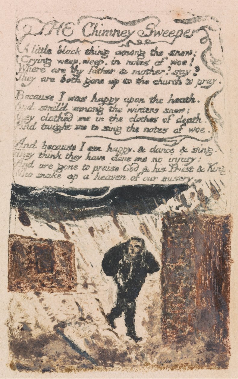 Liederen van Onschuld en Ervaring, Plaat 45, De Schoorsteenveger (Bentley 37) door William Blake
