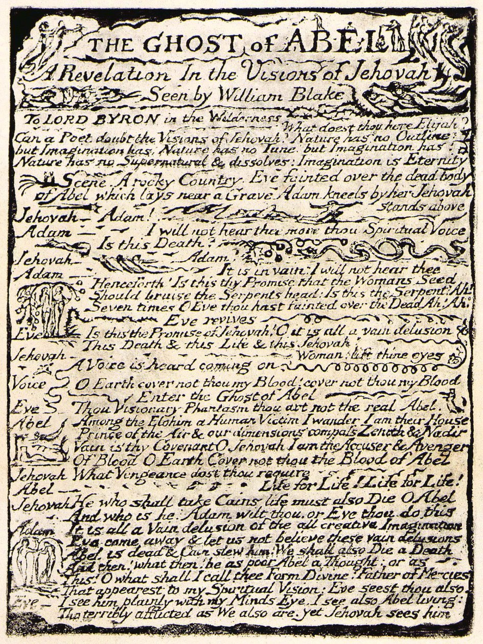 De geest van Abel, pagina 1 door William Blake