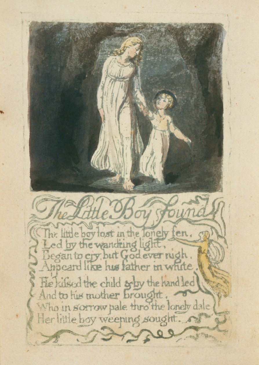 De kleine jongen gevonden, plaat 16 uit Songs of Innocence door William Blake