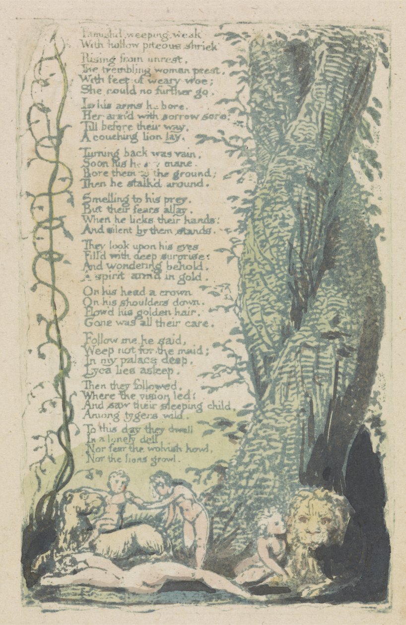 Het gevonden meisje, en uitgehongerd huilend..., plaat 2 uit Songs of Innocence door William Blake