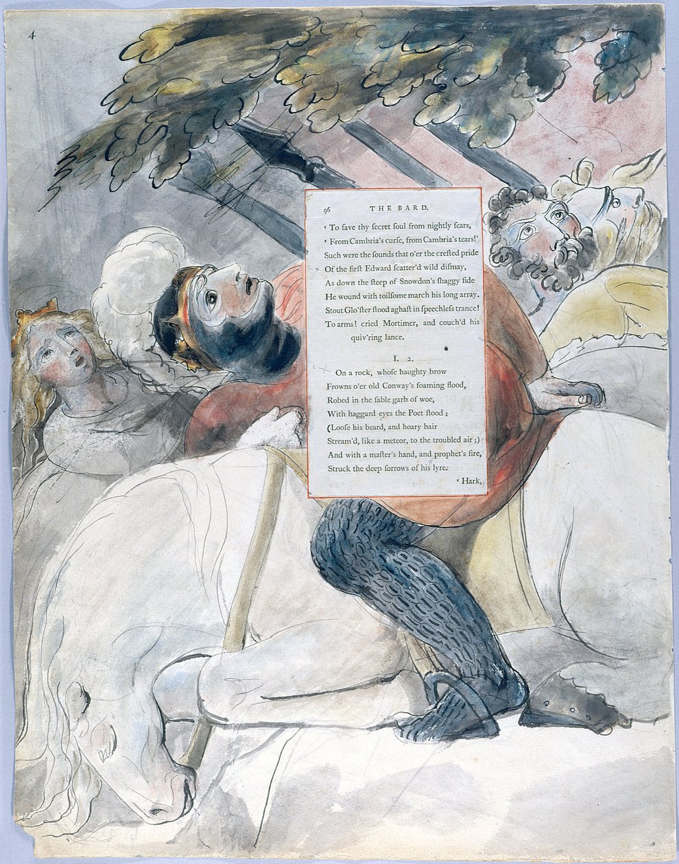 De Gedichten van Thomas Gray, Ontwerp 56, De Bard 04 door William Blake